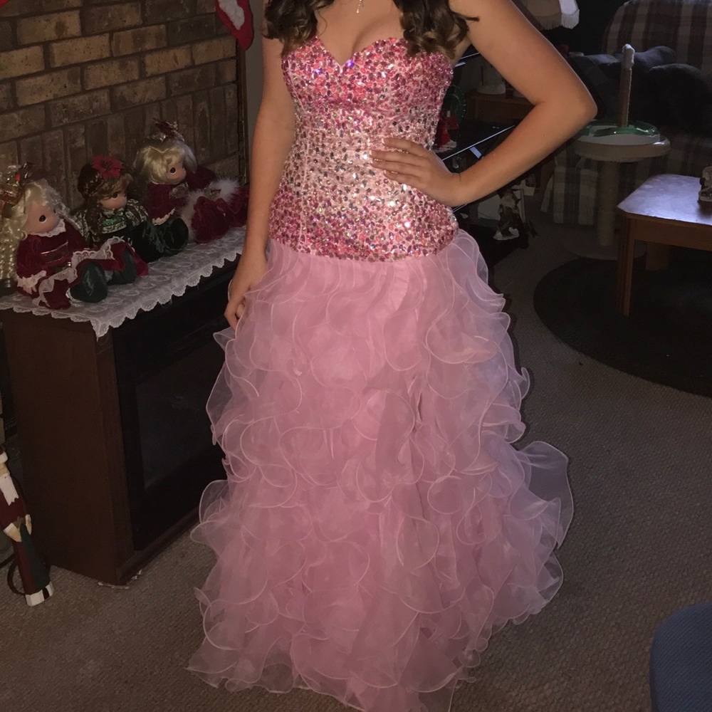 Pink prom dress with corset back